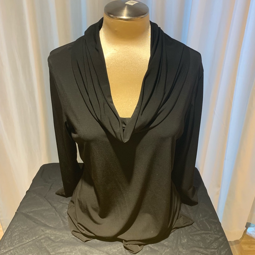 CHICO’S SIZE 1 BLK COWLNECK TUNIC